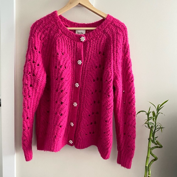 Aritzia Sweaters - LITTLE MOON PINK Rosella Pearl Button Cardigan